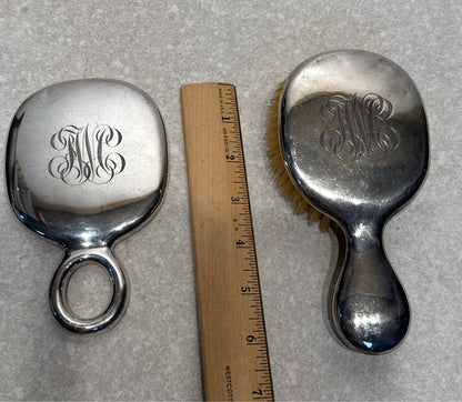 Sterling Vanity Mirror and Brush
