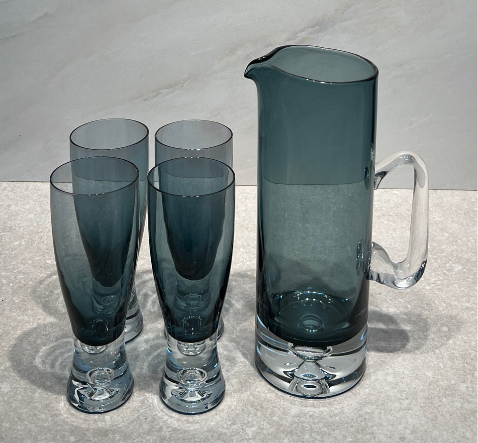 Block Crystal Alborg Pitcher and 4 Glasses