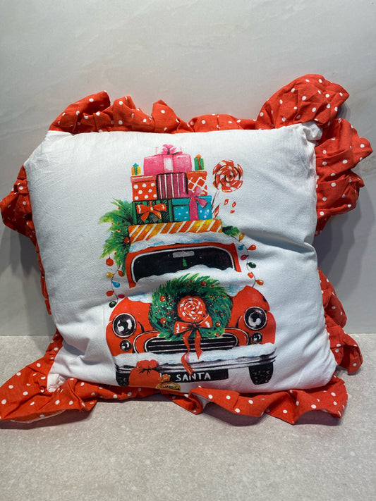 Santa Truck Pillow