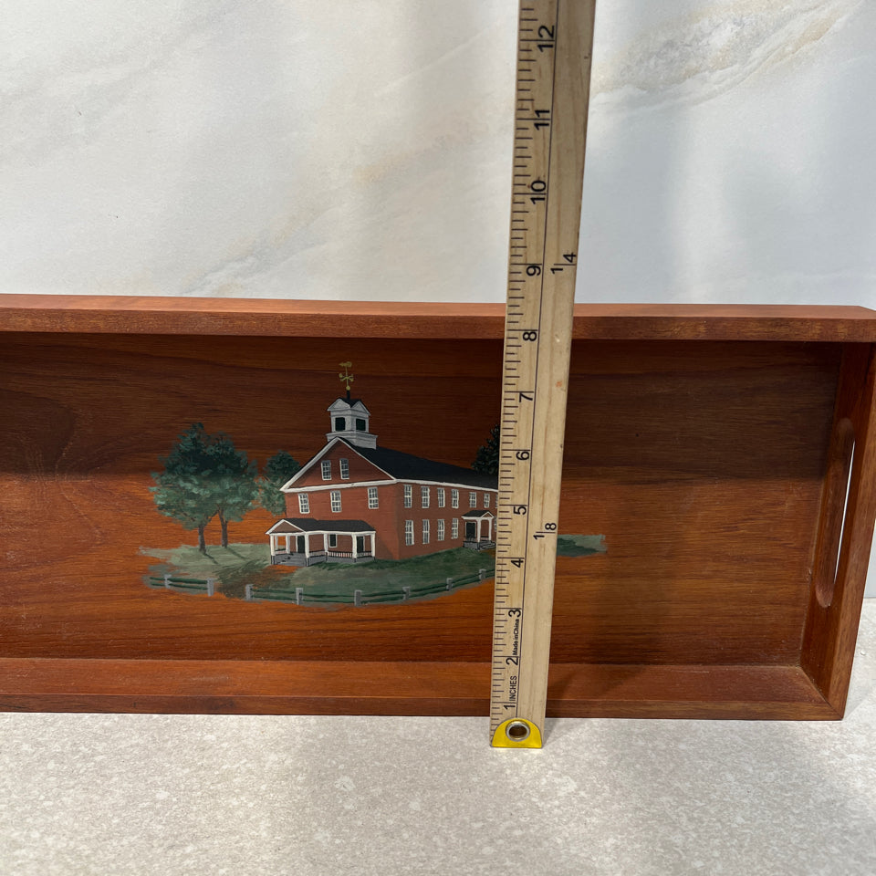 Teak Tray - Amherst Red Brick School House