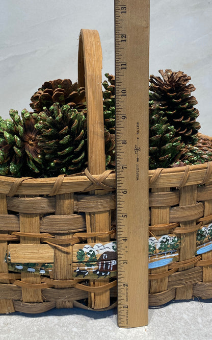 Basket with pinecones