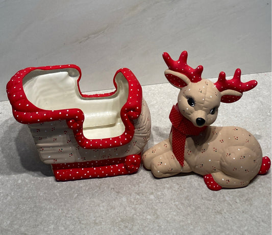 Vintage Deer and Sleigh