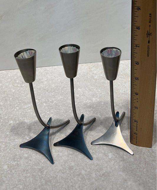 Set of 3 MCM Style Candleholders