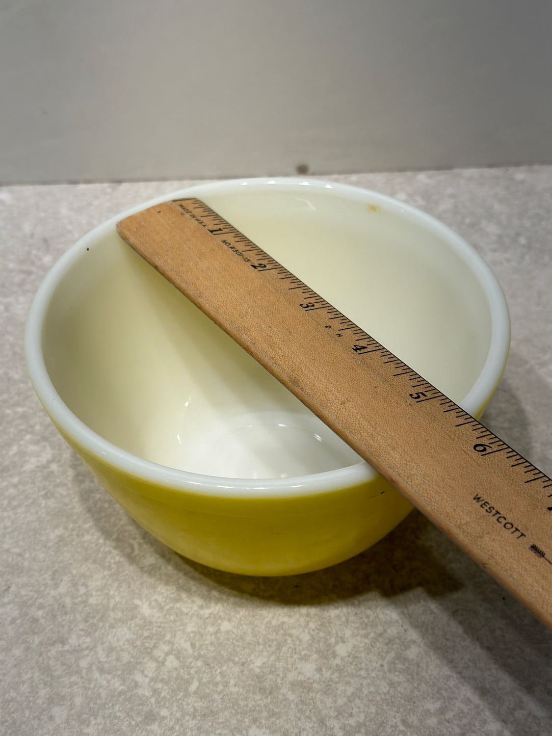 Yellow Pyrex Bowl as-found