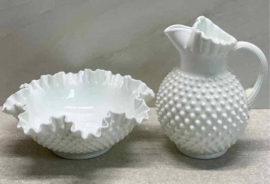 Fenton Pitcher and Bowl