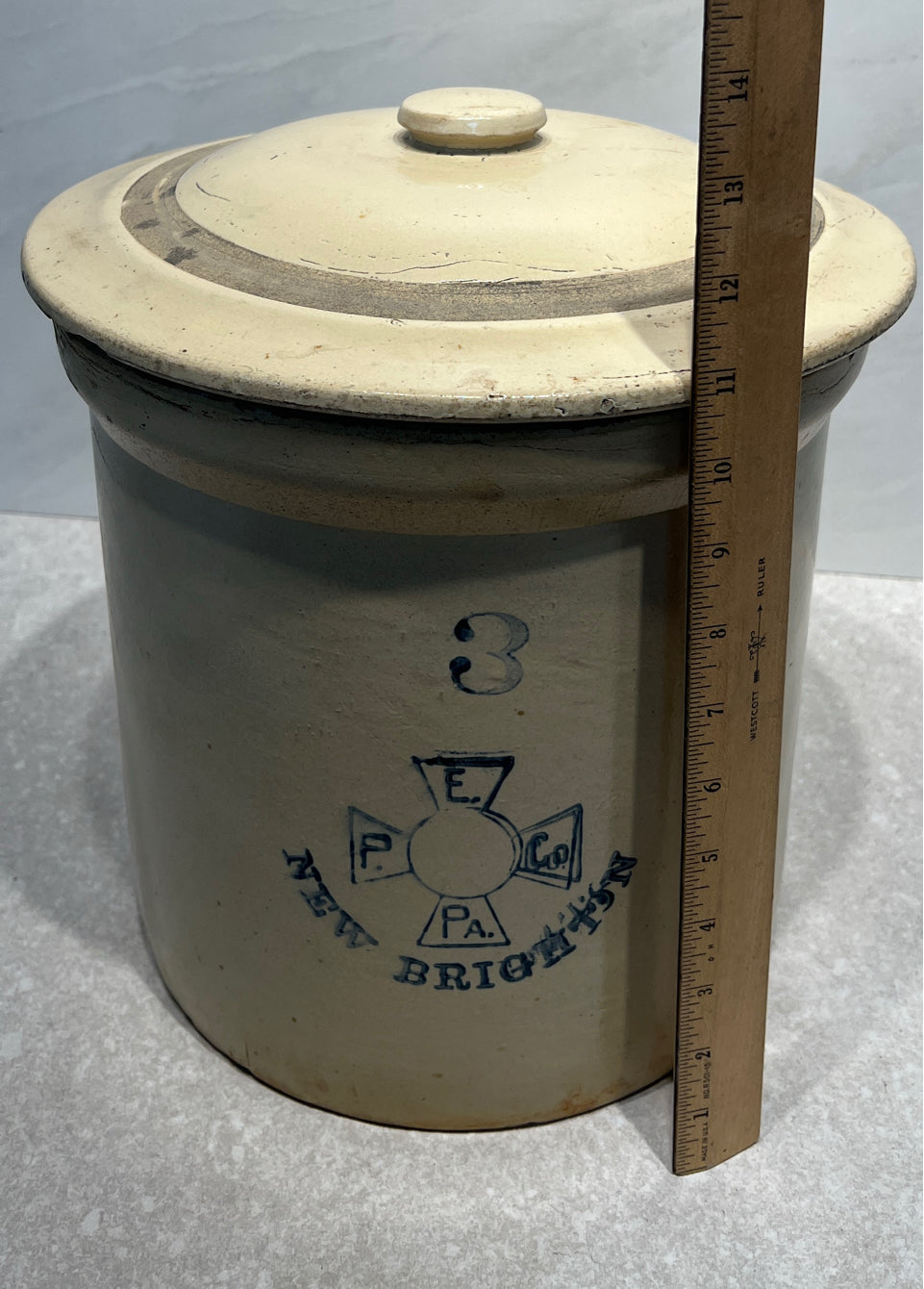 #3 New Brighton Covered Crock - as found