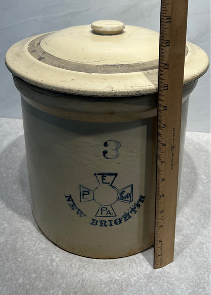 #3 New Brighton Covered Crock - as found