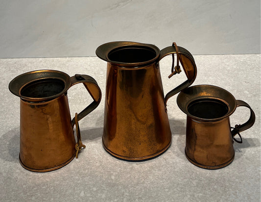 Set of 3 Graduated Copper Pitchers