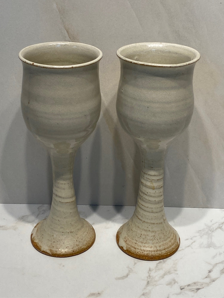 Set of 2 Pottery Goblets