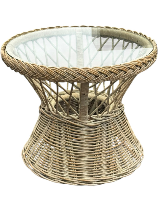 Wicker Glass Top Table