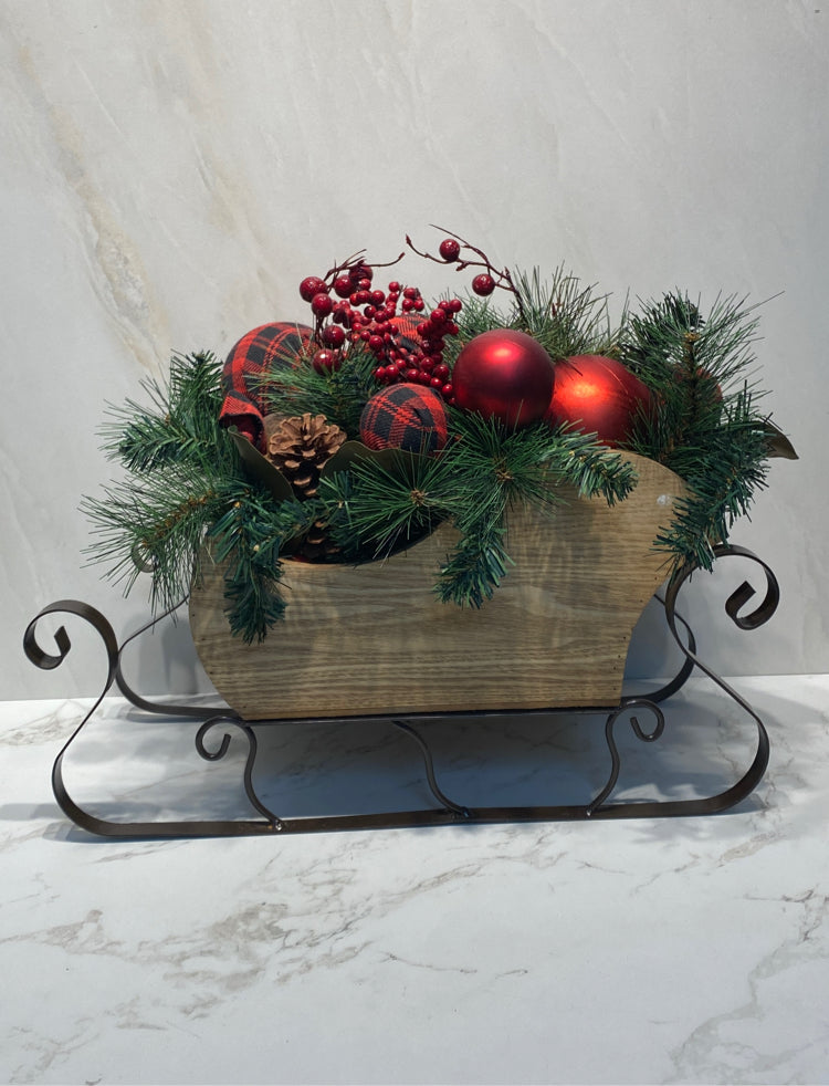 Sleigh with Artificial Decor