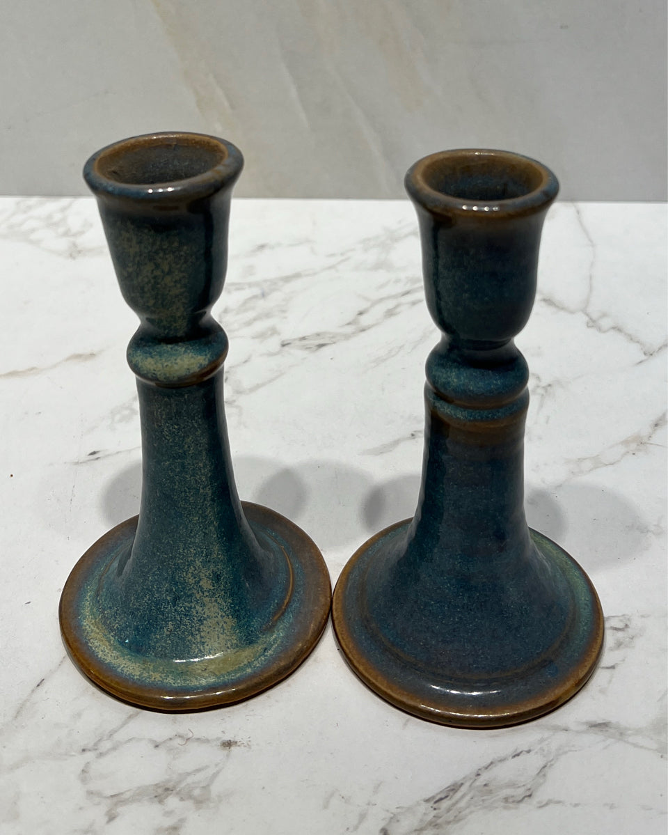 Set of 2 Pottery Candlesholders