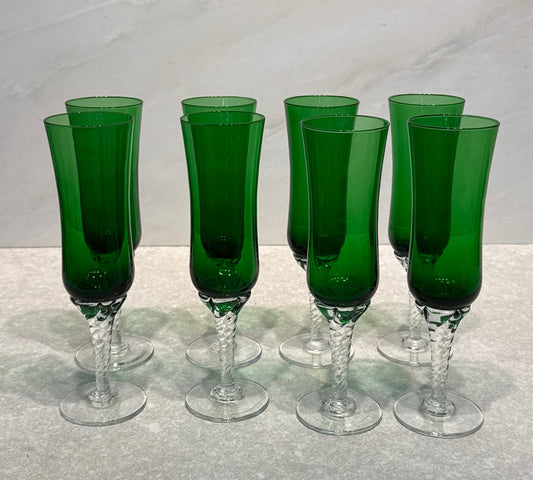 Set of 8 Green Glasses