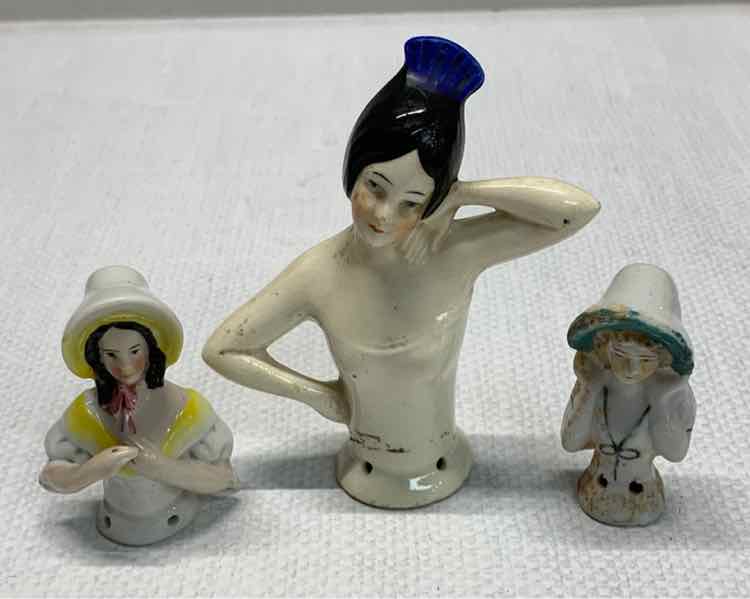 Set of 3 Porcelain Half Dolls