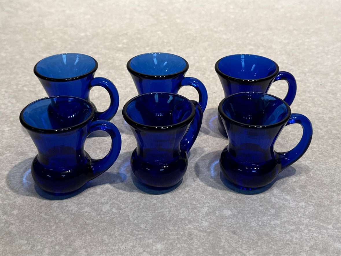 Set of 6 Mini Cobalt Blue Mugs