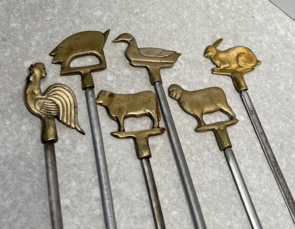 SEt of 6 Brass Skewers