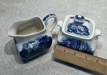 Liberty Blue Sugar and Creamer