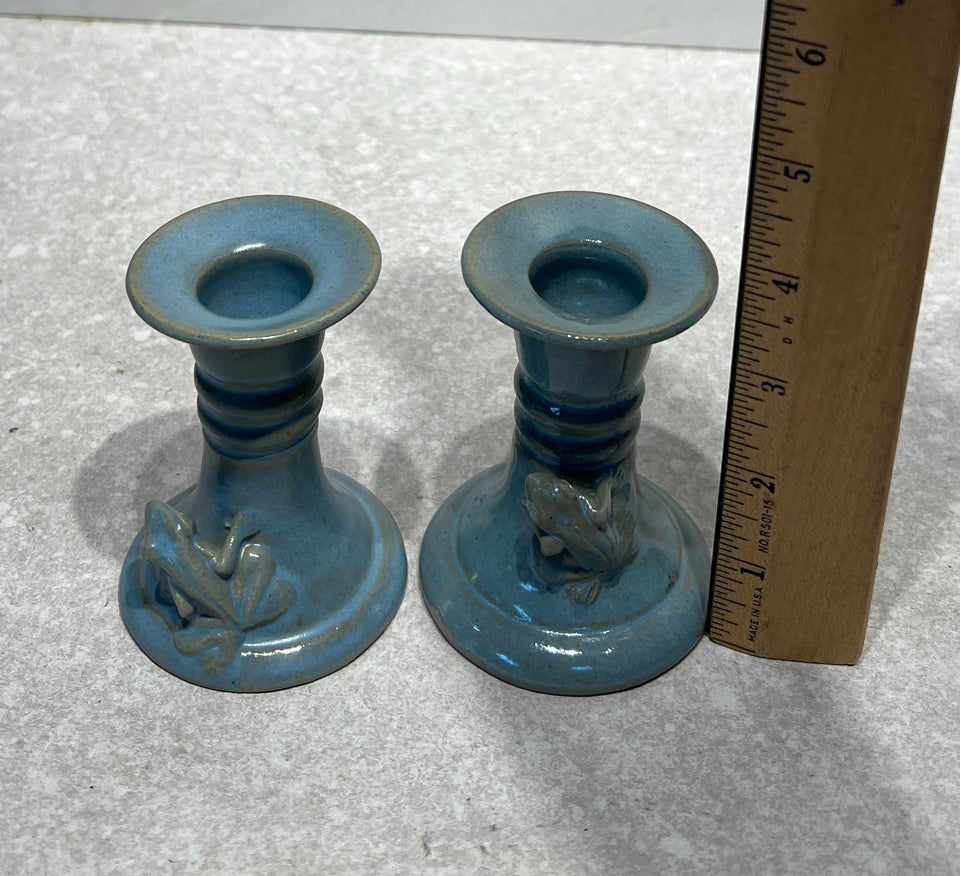 Set of 2 Enesco Frog Candleholders