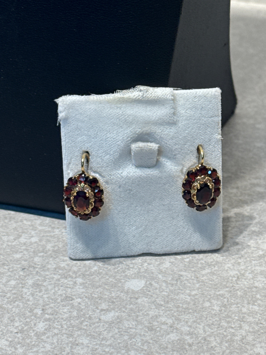 18K Gold Earrings Red Garnets