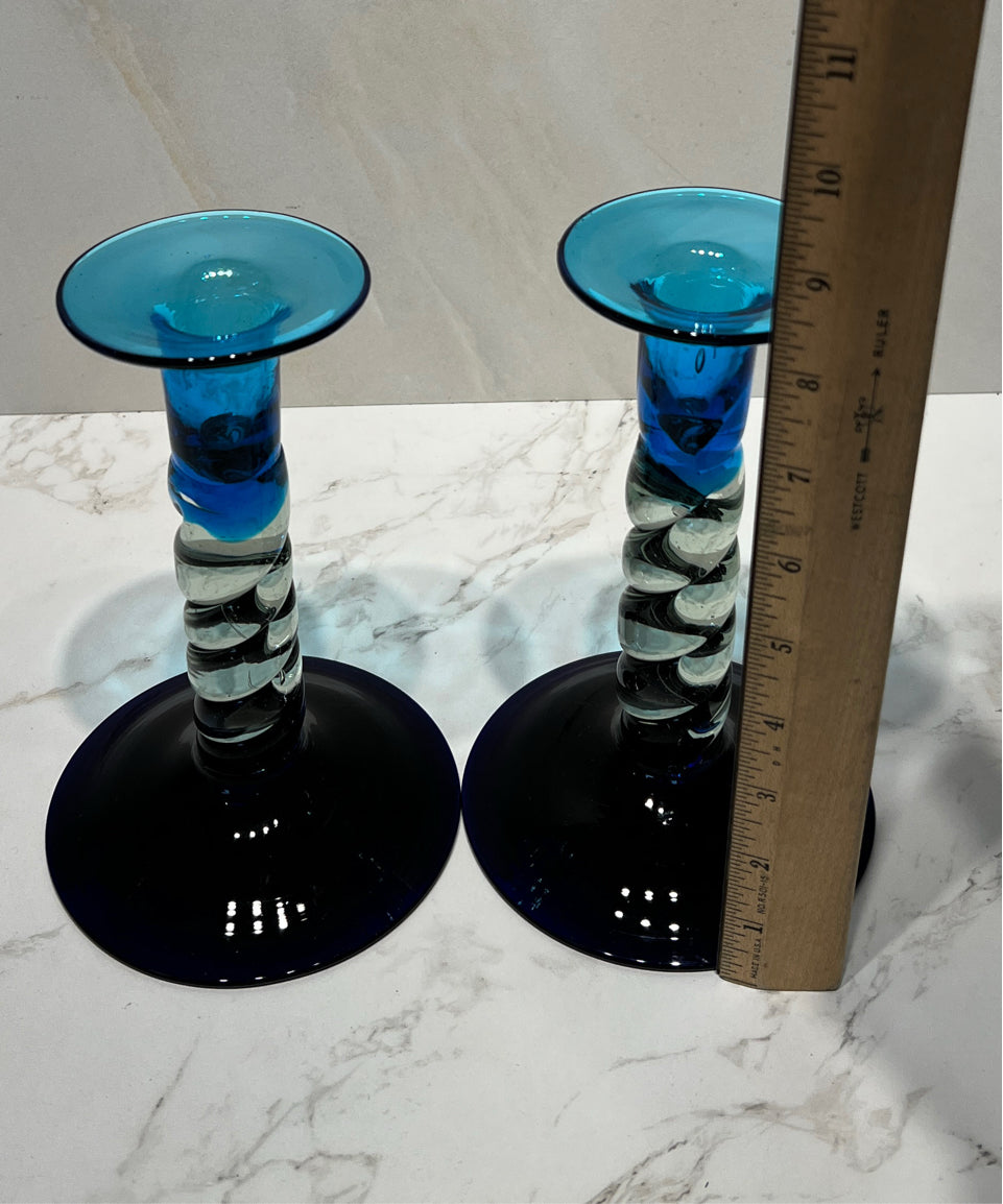 Pair of Handblown Candleholders