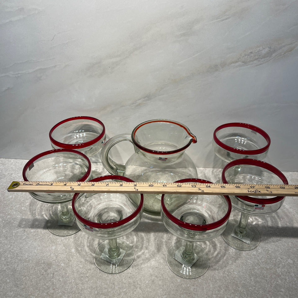 Pitcher and 6 Margarita Glasses
