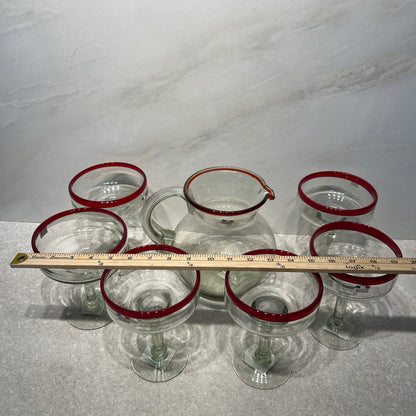 Pitcher and 6 Margarita Glasses