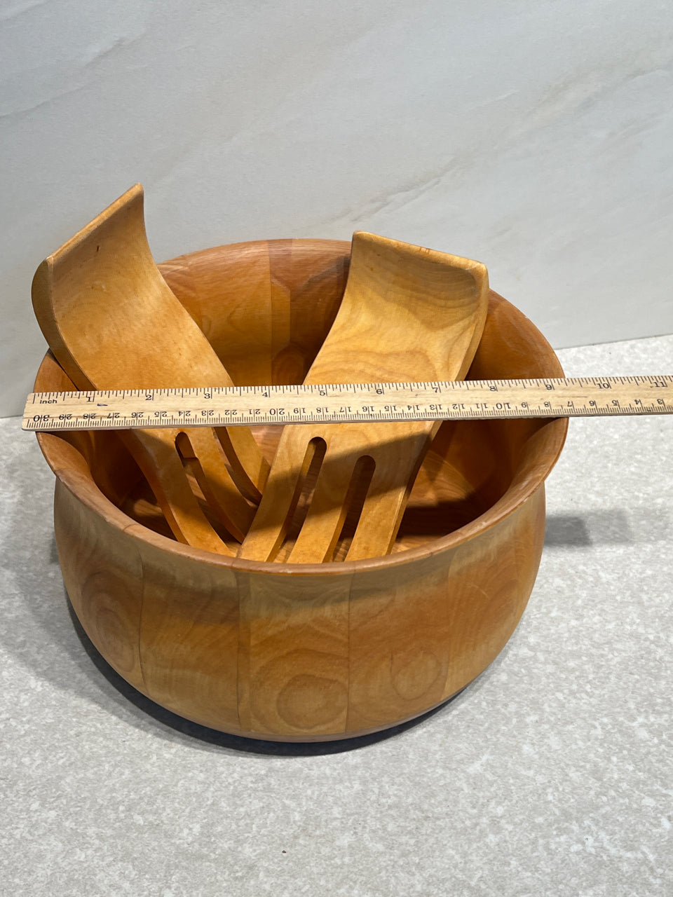 Wood Salad Bowl With Forks