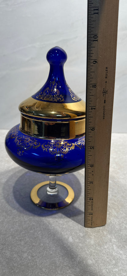 Blue and Gold Covered Jar