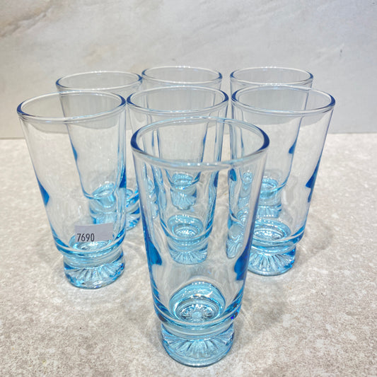 Set of 7 Blue Juice Glasses