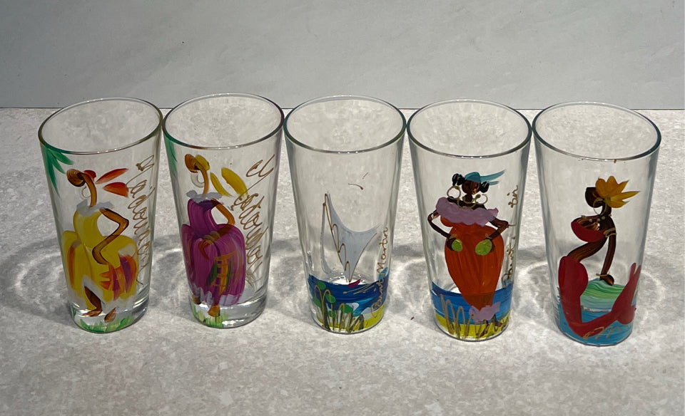 Set of 5 Handpainted Glasses
