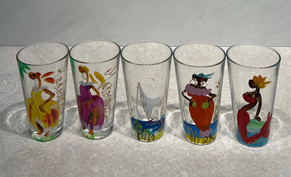 Set of 5 Handpainted Glasses