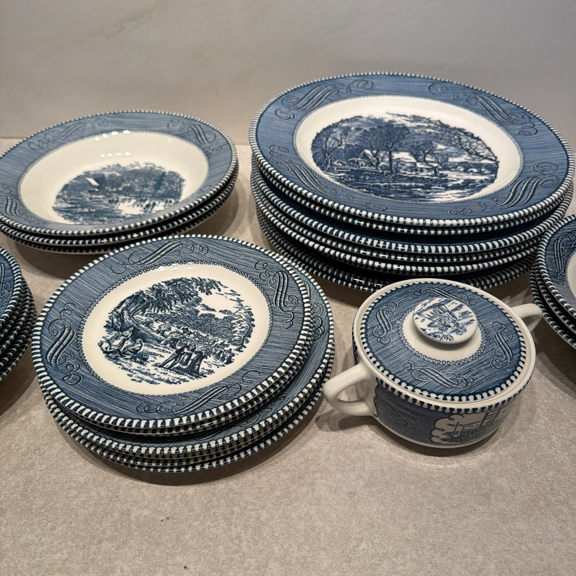 Currier and Ives Dinnerware Set