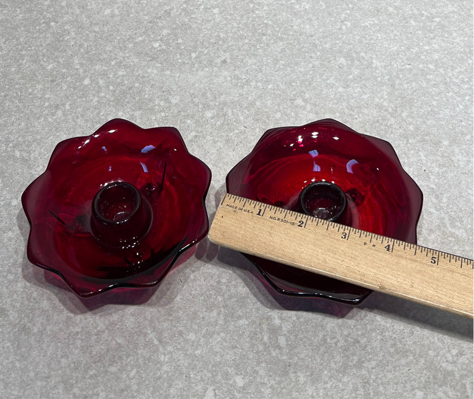 Pair of Red Candleholders