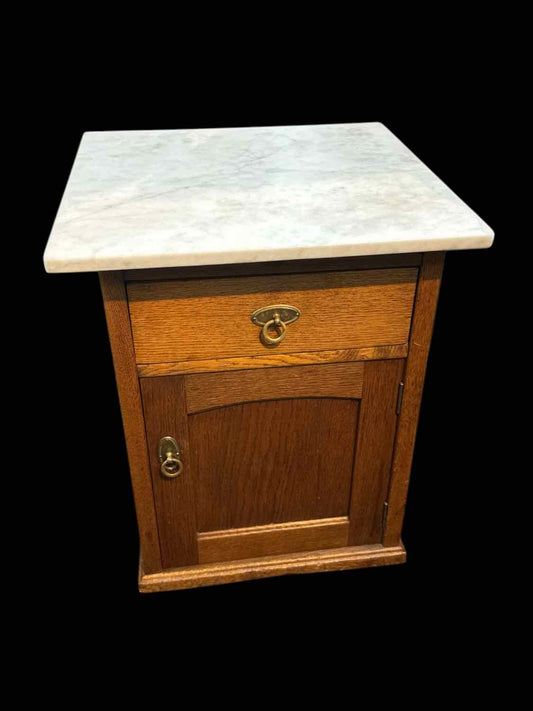 Marble Top Oak End Table