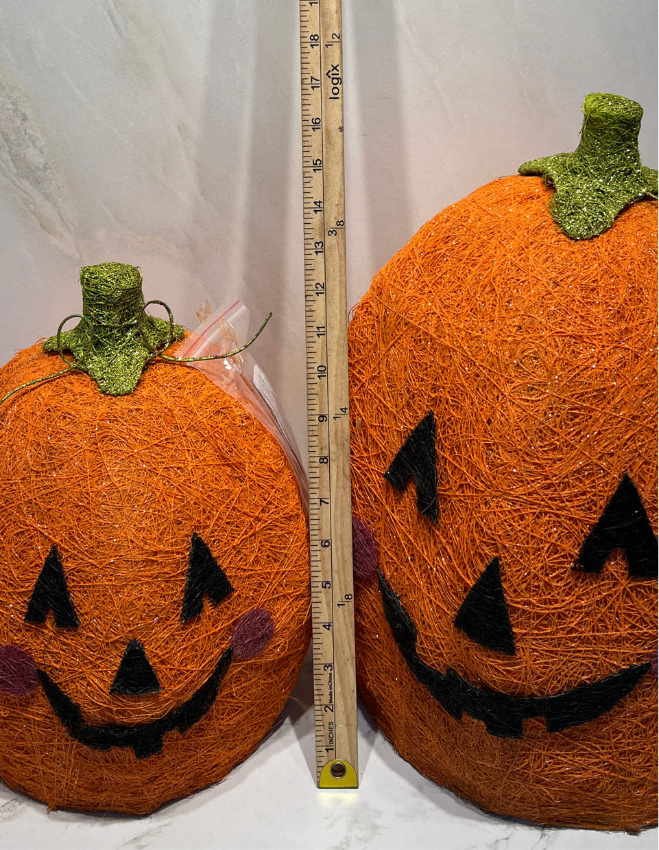Pair of Lighted Pumpkins