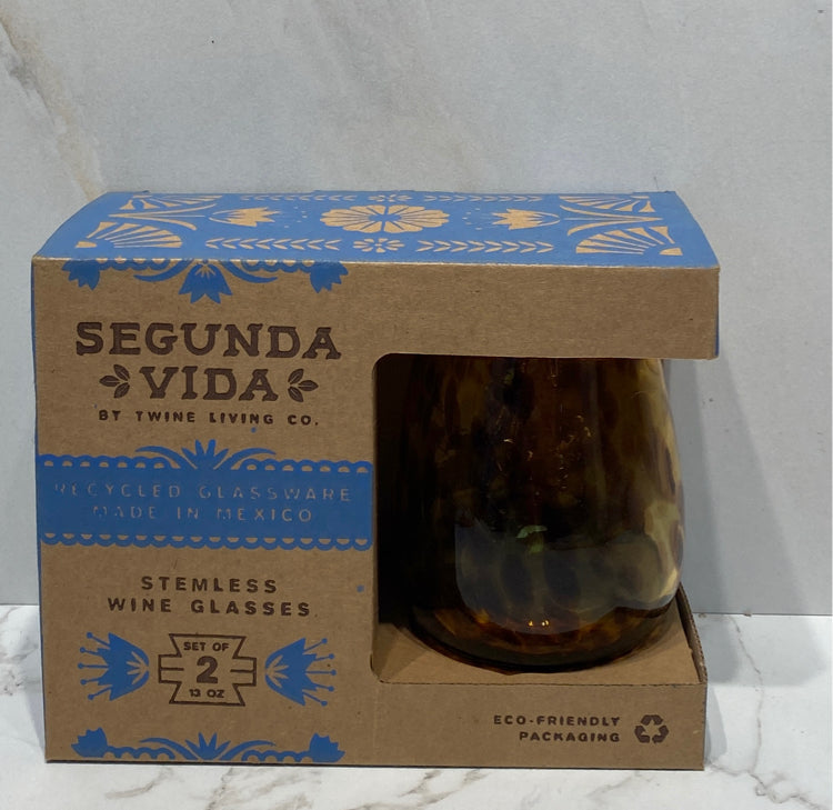 Set of 2 Stemless Wine Glasses