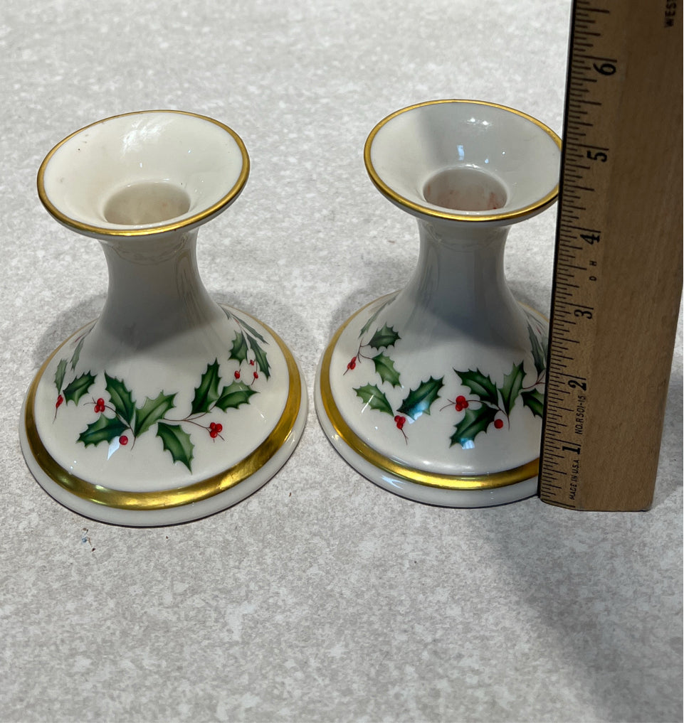 Set of 2 lenox Holiday Candleholders