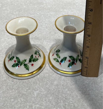 Set of 2 lenox Holiday Candleholders