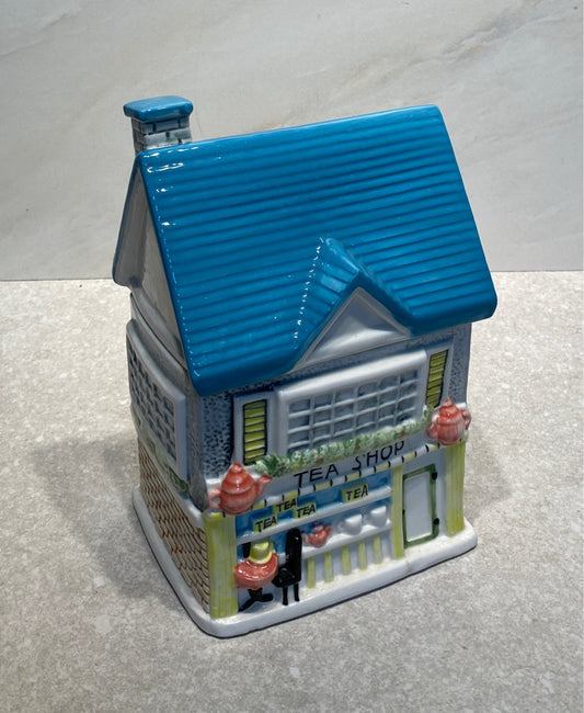 Tea Shop Covered Cookie Jar