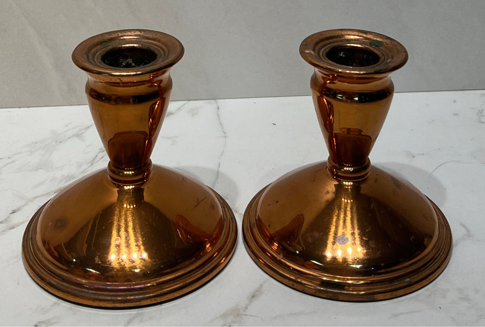 Set of 2 Copper Candle Holders