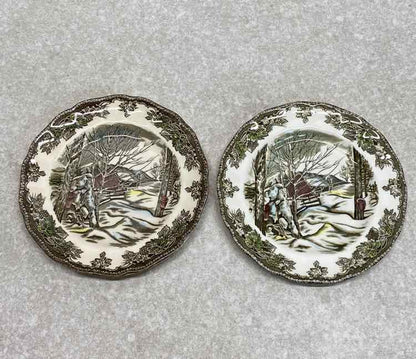 Pair of Friendly Village Plates