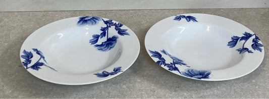 Pair of Blue Peony Bowls