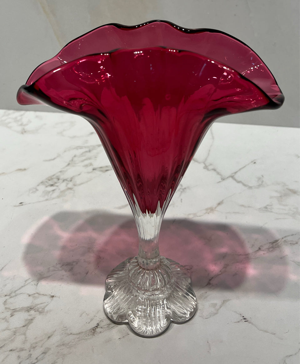 Cranberry Ruffle Vase