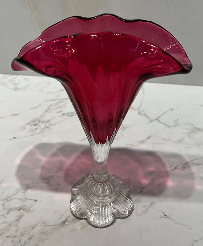 Cranberry Ruffle Vase