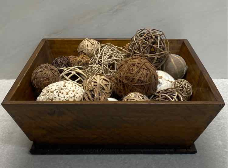 Wooden Bowl with Decor