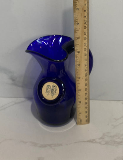 Cobalt Blue Pitcher with Owl