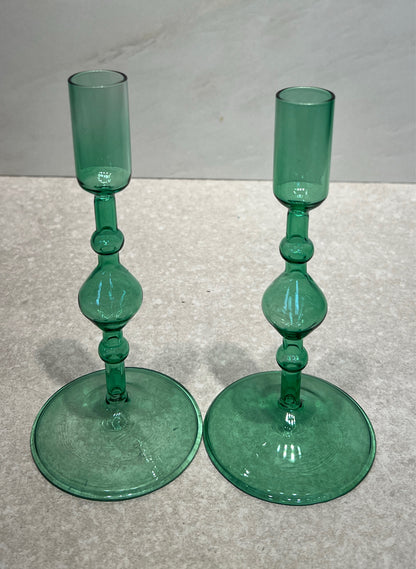 Set of 2 Candle Holders (Green)