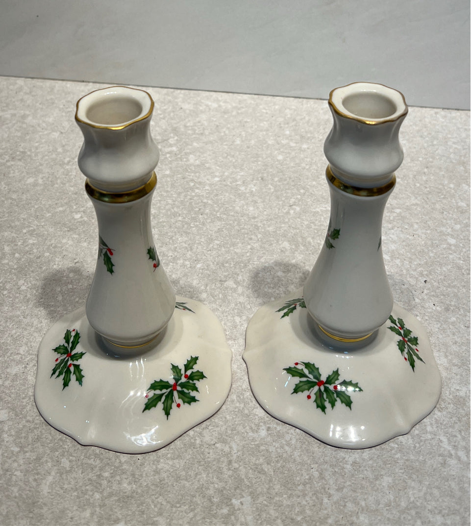 Set of 2 Lenox Holiday Candleholders