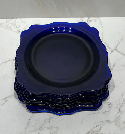 Set of 7 Cobalt Blue Plates