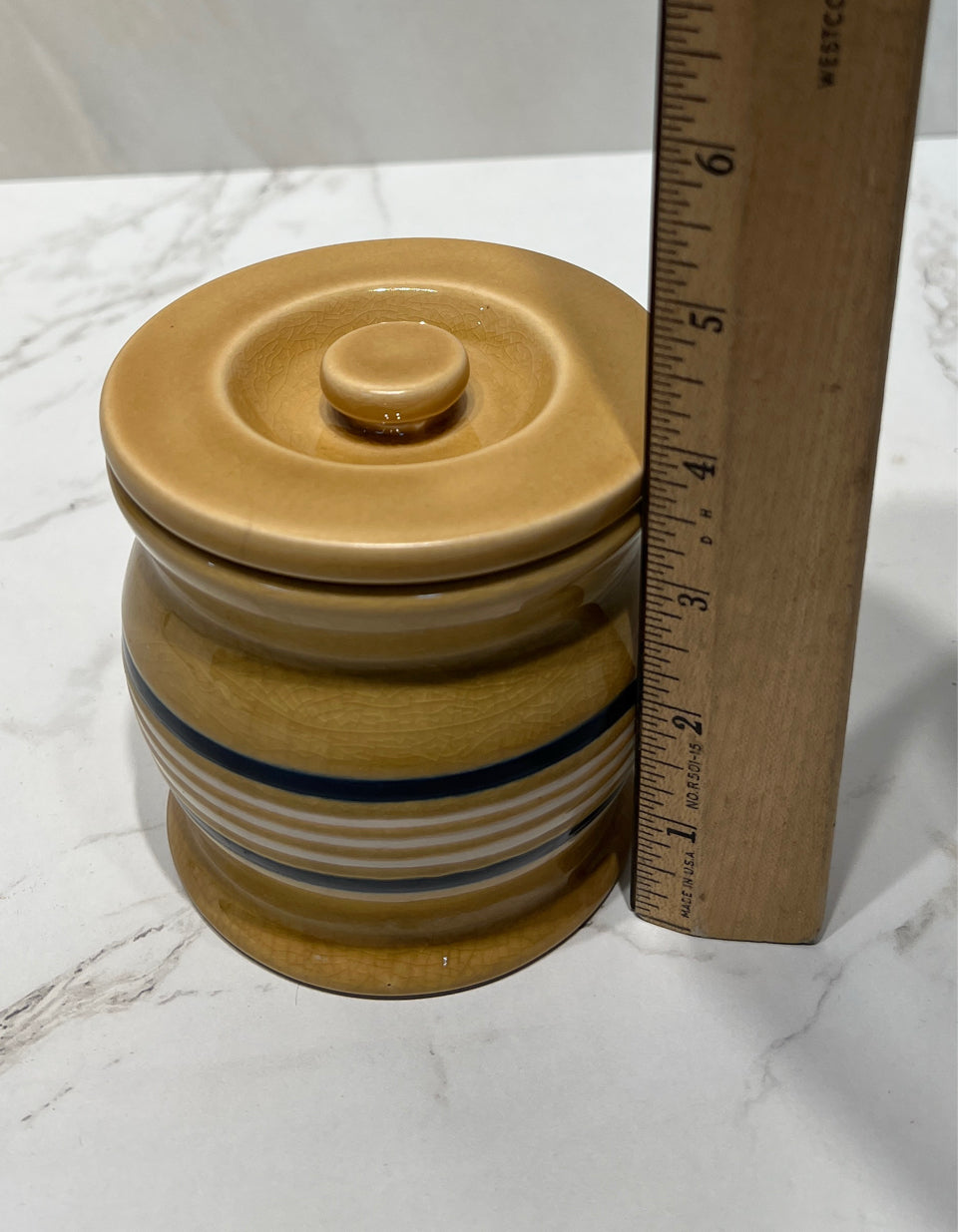 Covered Yellowware Crock